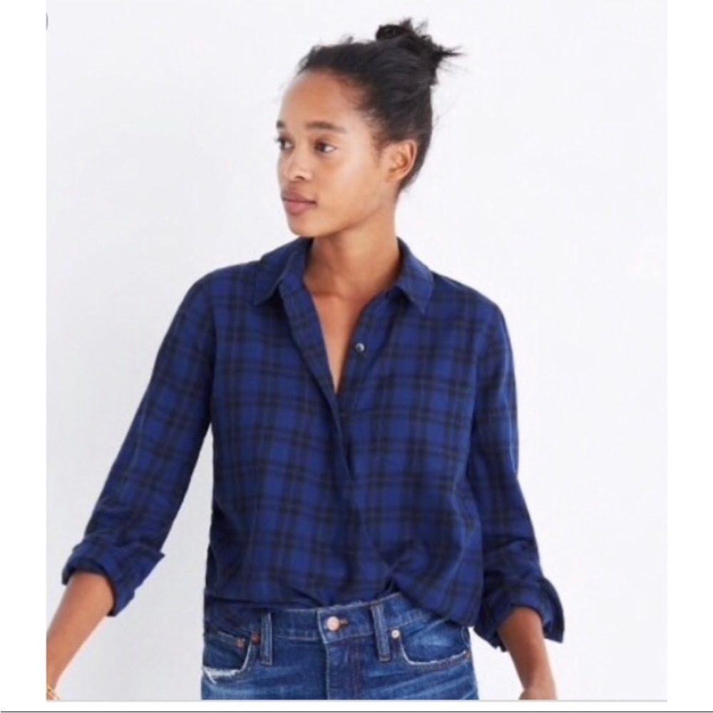 Madewell Wrap-Front Shirt In Arion Plaid Small Sold Out EUC